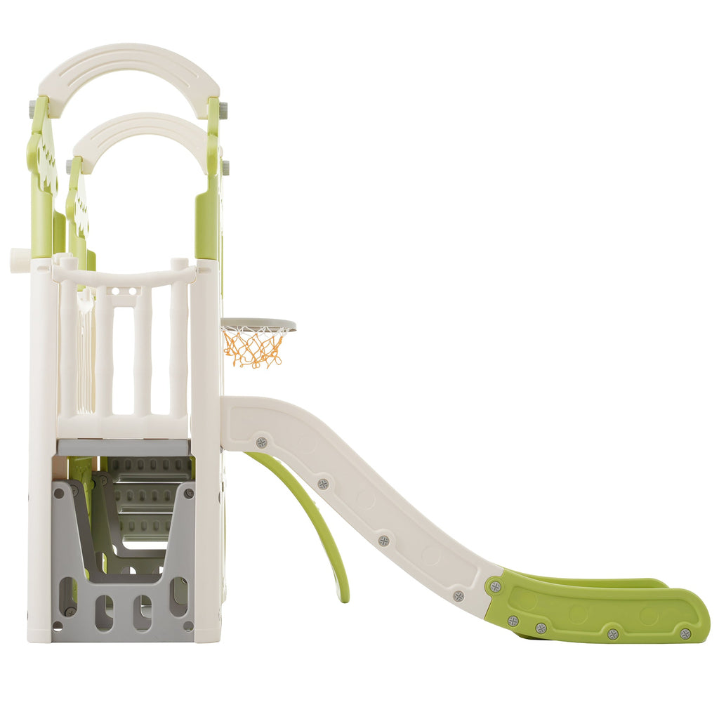 8-1 Toddler Climber and Slide Set,Kids Slide for Toddlers Age 1+, Kids Playground Climber Freestanding Slide Playset with Basketball Hoop, Play Combination for Babies,Indoor& Outdoor