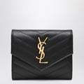 Saint Laurent Tri-Fold Cassandre Wallet Black Women