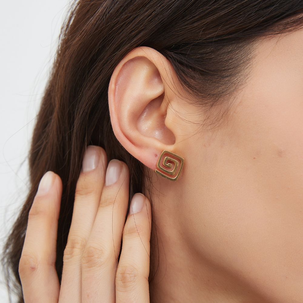 CHIC SPIRAL STUD EARRINGS (PAIR)