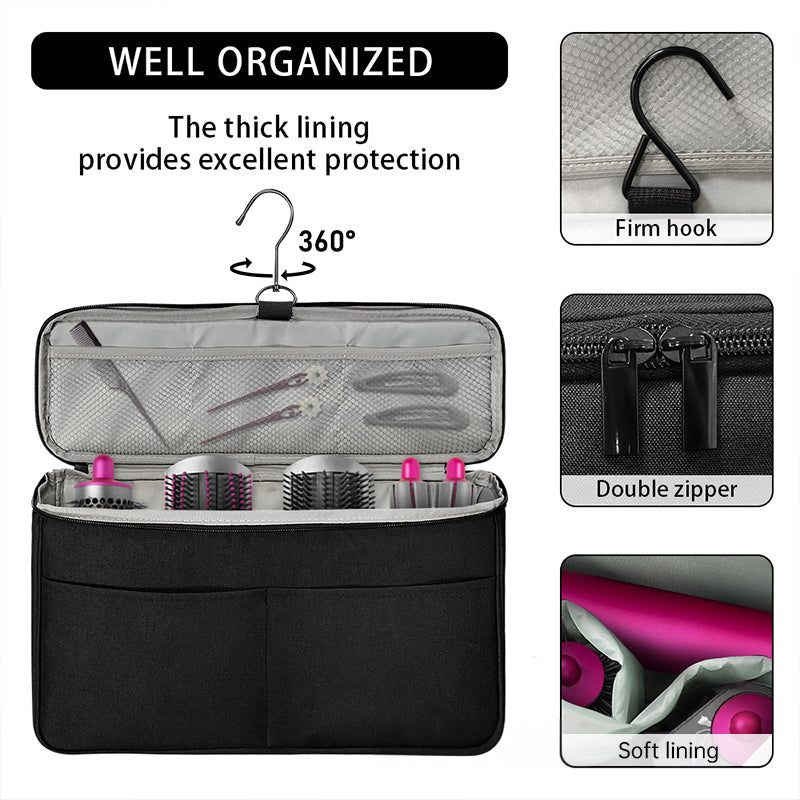 travel storage bag compatible with Dyson Airwrap Styler, a portable organizer with multi-pockets for hair curler and attachments