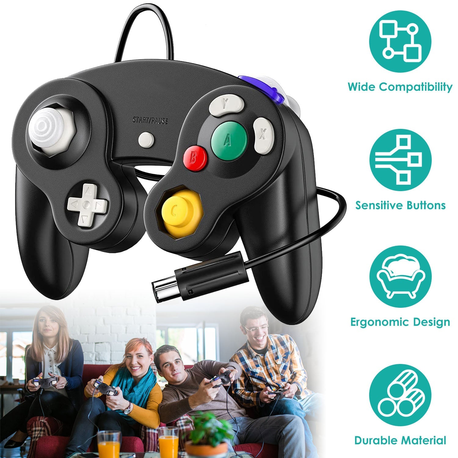 GBruno Shock Wired Game Controller Gamepad