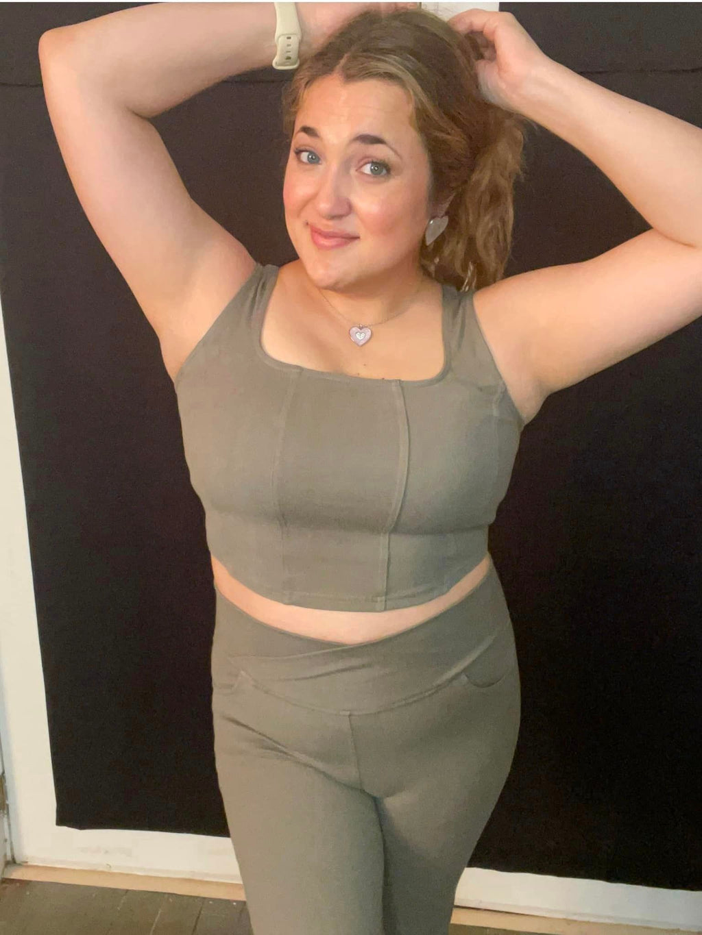 It's All About the Balance Twill Square Neck Crop Top in Titanium