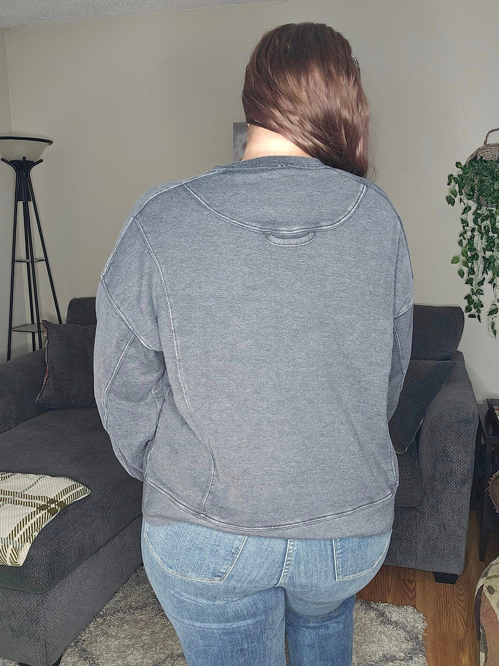 Quick Fix Mineral Wash Crew Neck Pullover in Black