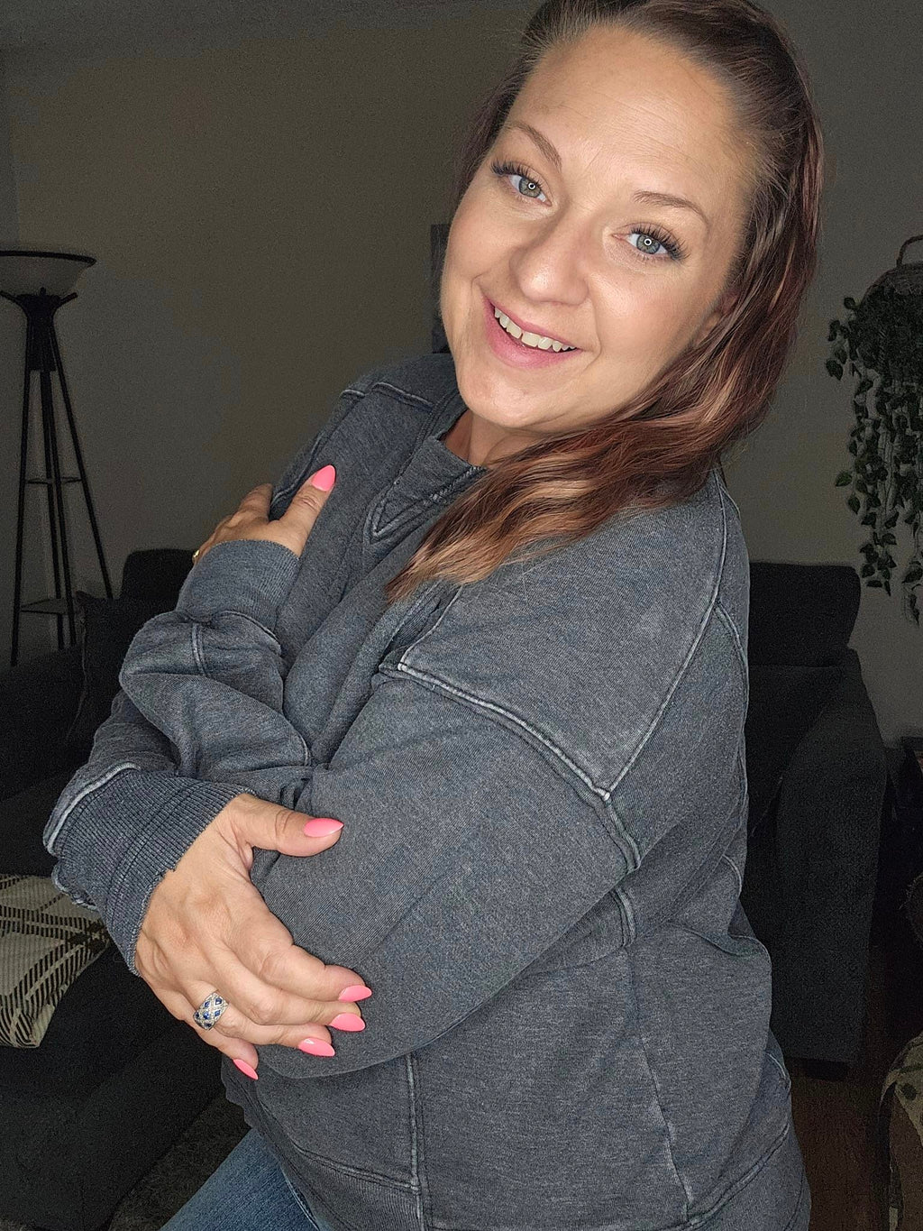 Quick Fix Mineral Wash Crew Neck Pullover in Black