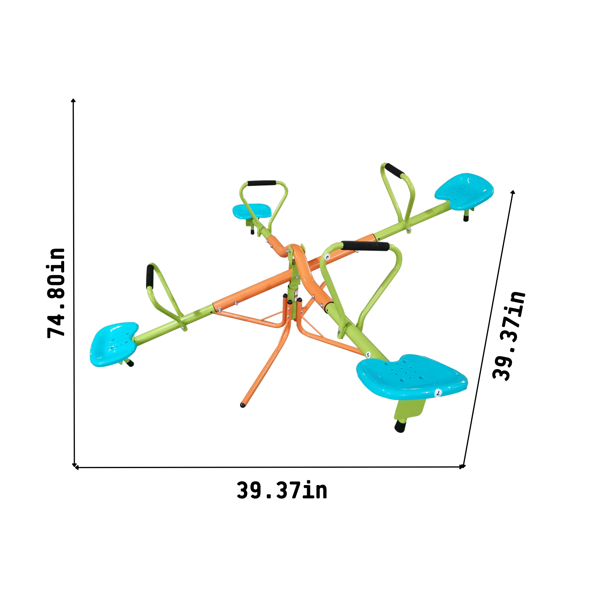 XSS004 Outdoor Playground Seesaw with 360-Degree Rotation for Kids, Sturdy Plastic Seats in Blue and Green