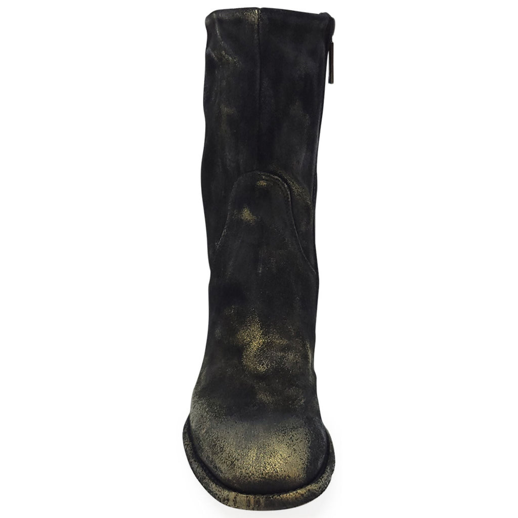 Gold Suede Metallic Mid Calf Boot