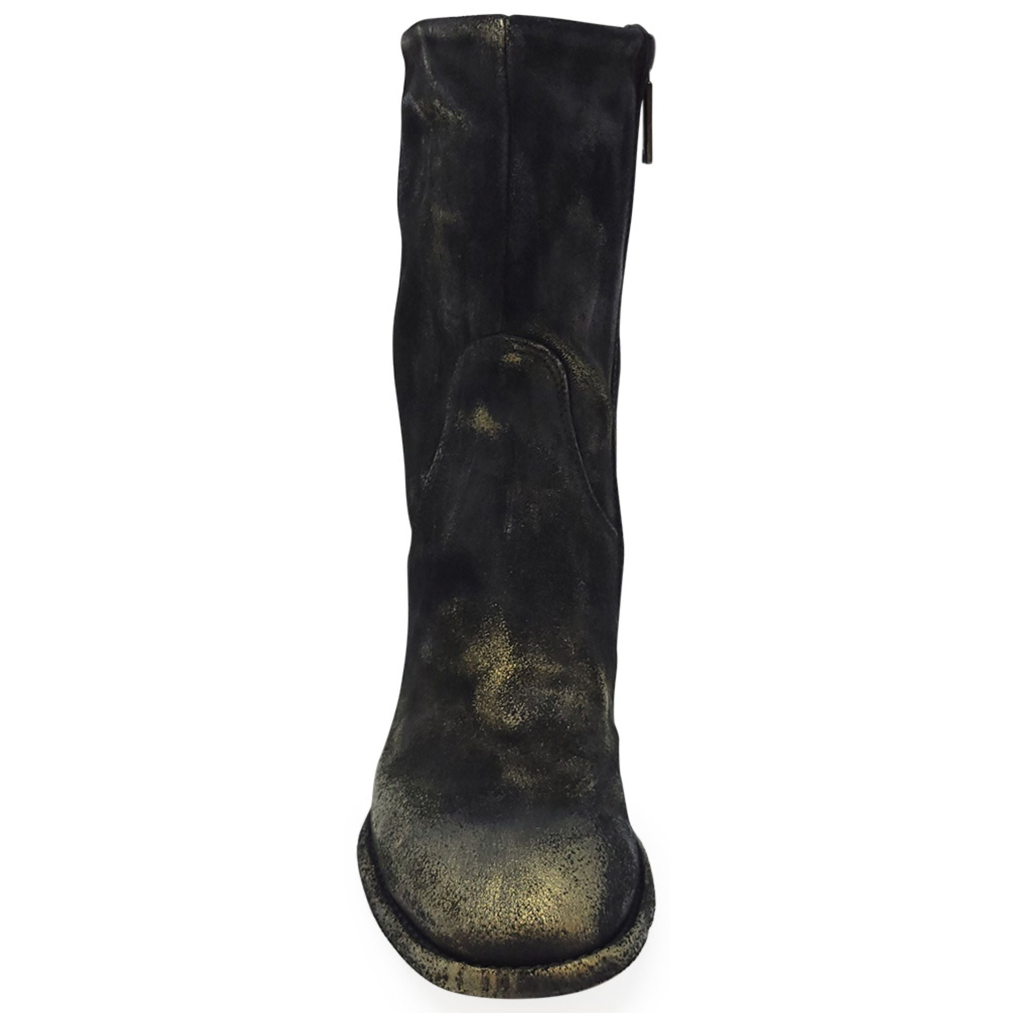 Gold Suede Metallic Mid Calf Boot