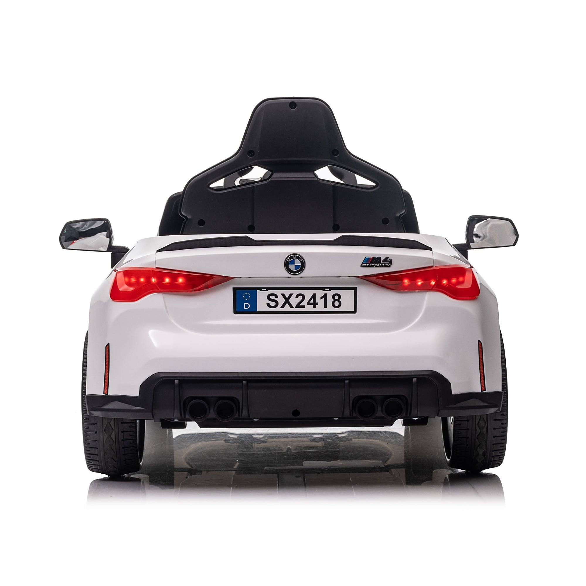 BMW M4 12v Kids ride on toy car 2.4G W/Parents Remote Control,Three speed adjustable,Power display, USB,MP3 ,Bluetooth,LED light,story,A handle with wheels and a pull, easy to carry