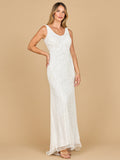 Lara 51200- Beaded Draped Cowl Back Wedding Gown