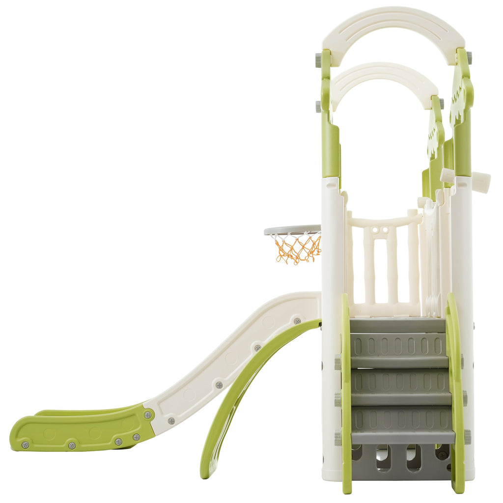 8-1 Toddler Climber and Slide Set,Kids Slide for Toddlers Age 1+, Kids Playground Climber Freestanding Slide Playset with Basketball Hoop, Play Combination for Babies,Indoor& Outdoor