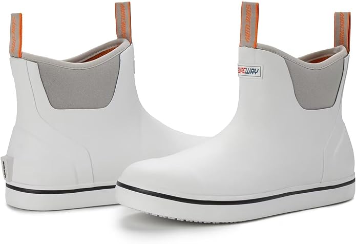 SUREWAY Mens Deck Boots Professional Non-Slip Fishing & Ankle Deck Boot Waterproof Rain Boots