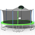 16FT Trampoline for Adults & Kids with Basketball Hoop, Outdoor Trampolines w/Ladder and Safety Enclosure Net for Kids and Adults