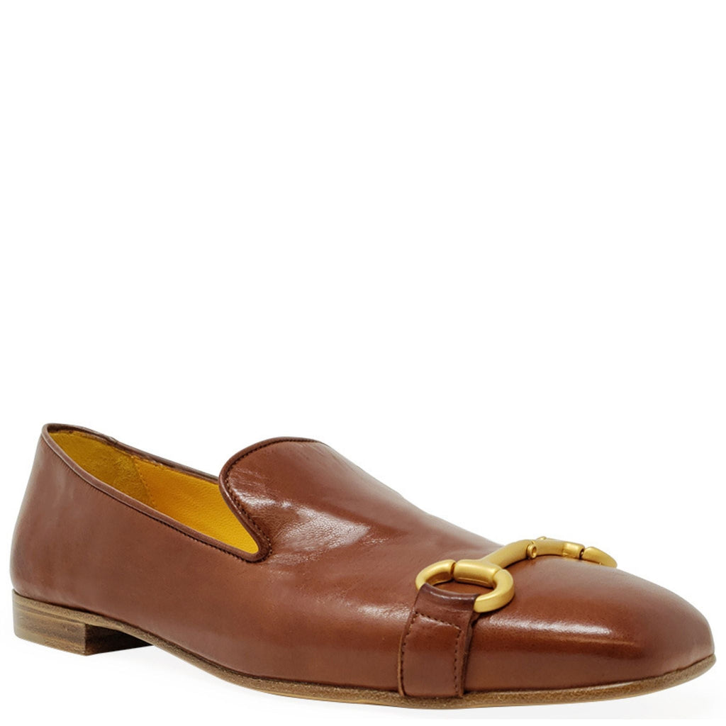 Cognac Leather  Square Toe Loafer