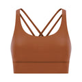 Cross back yoga bra brushed bare high-strength shock-absorbing gathering sports vest for women