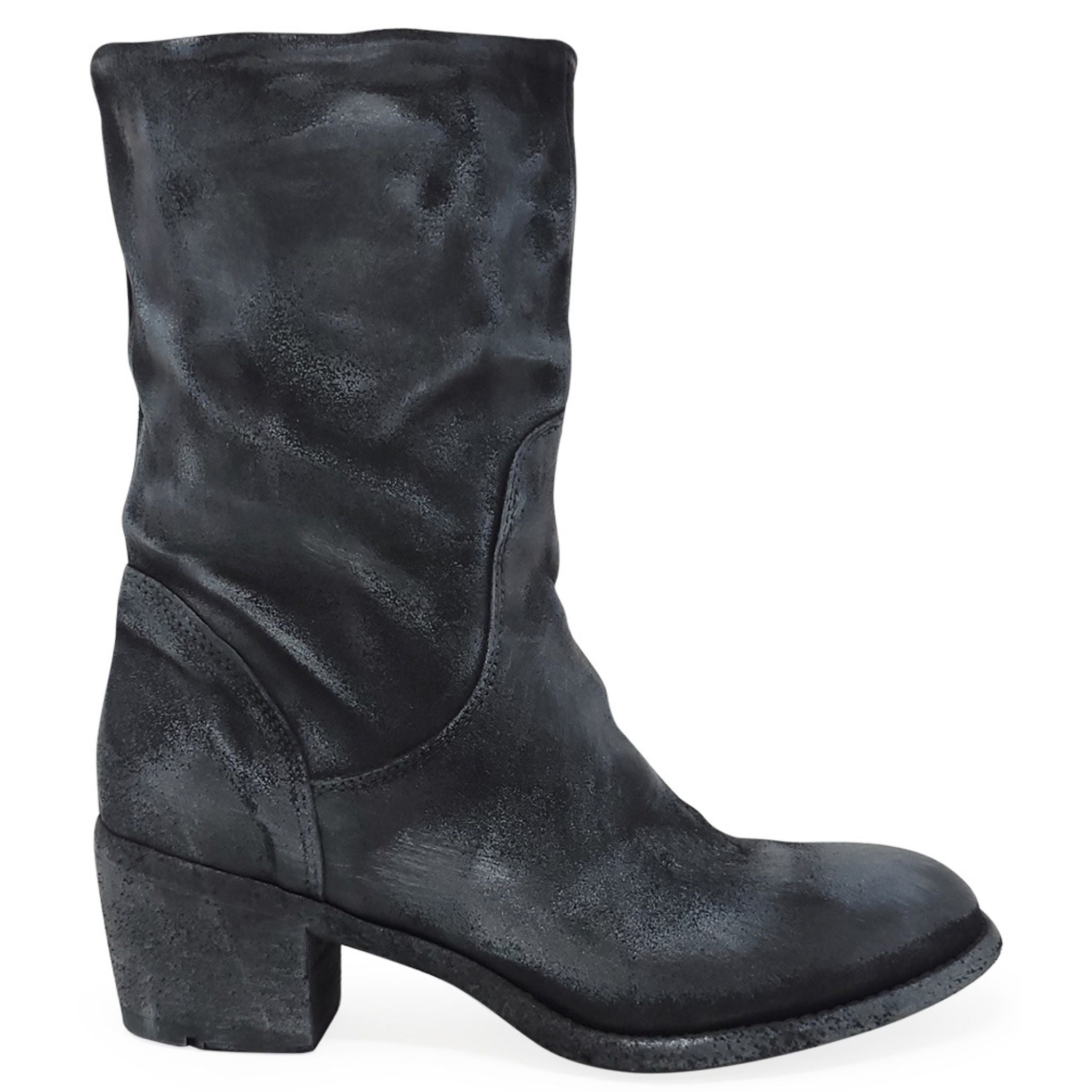 Silver Suede Metallic Mid Calf Boot