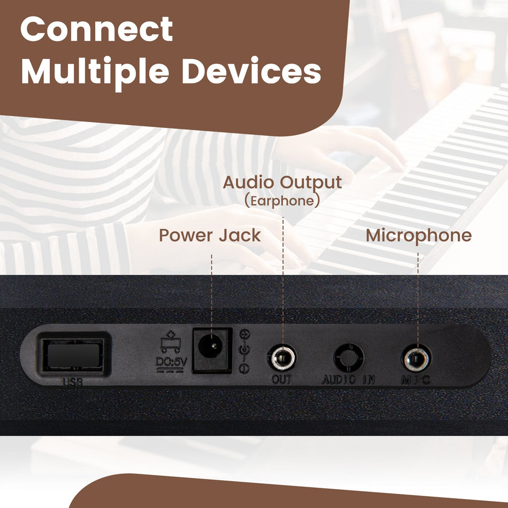 61 Key Electric Portable Digital Keyboard Piano for Beginner-Black