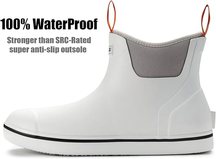 SUREWAY Mens Deck Boots Professional Non-Slip Fishing & Ankle Deck Boot Waterproof Rain Boots