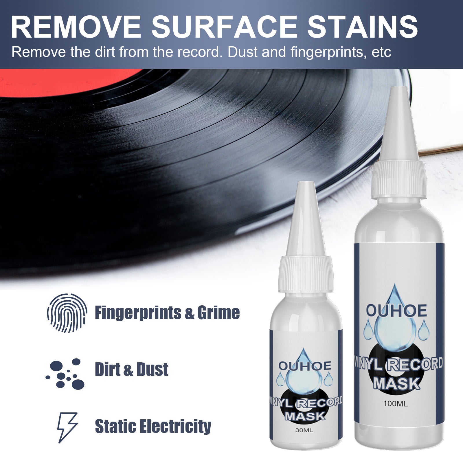 Vinyl Record Cleaner Removes Dirt Track Cleaner Removes Oil Removes Dirt Removes Anti-Static Carbon Fiber