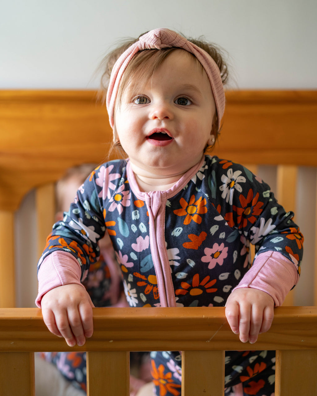 Navy wildflower bamboo zippy