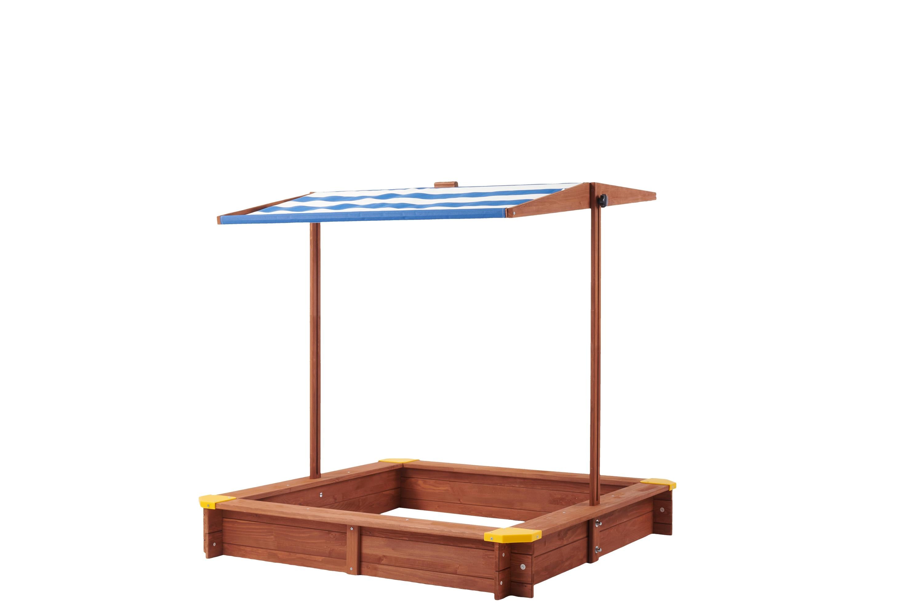 Kids Sandbox with Cover, 46' Wooden Sand Box w/Adjustable Canopy, Large Outdoor Cedar Sandpit for Backyard Play