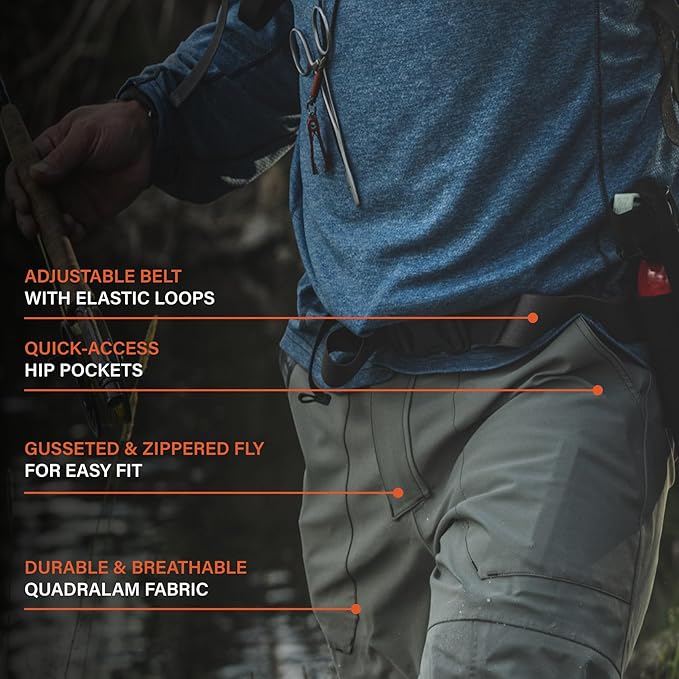 Simms Men’s Freestone Stockingfoot Fishing Wading Pants - Waterproof Lightweight and Breathable Warm Weather Fishing Pants - Smoke - X-Large 12-13 Foot