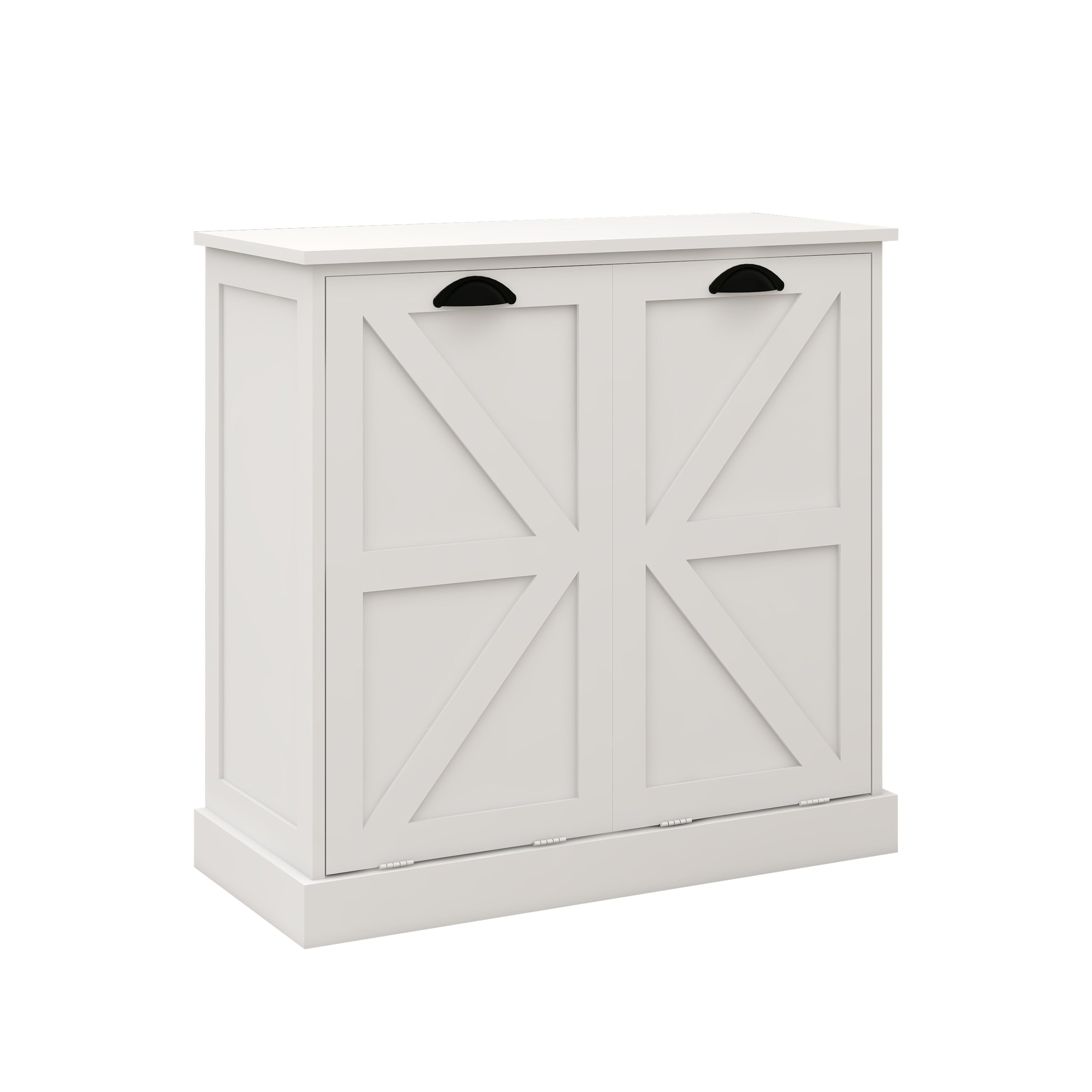Two-Compartment Tilt-Out Laundry Sorter Cabinet-White