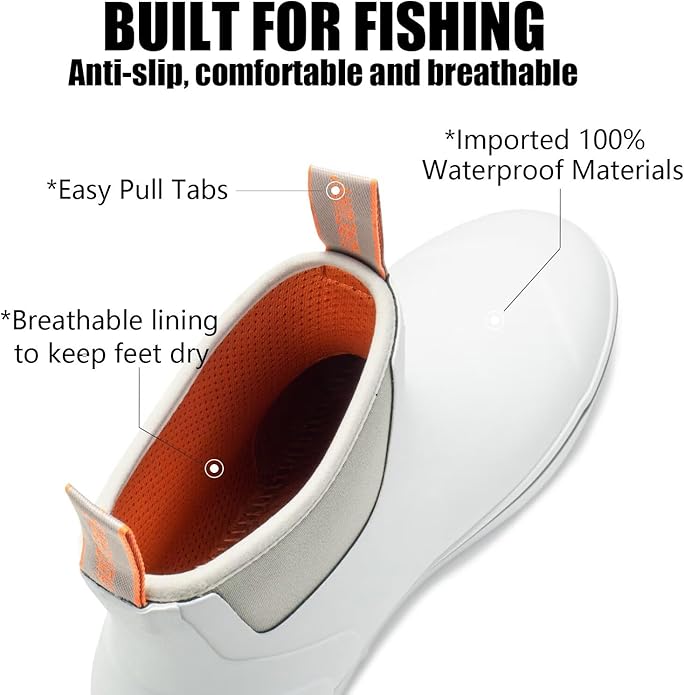 SUREWAY Mens Deck Boots Professional Non-Slip Fishing & Ankle Deck Boot Waterproof Rain Boots