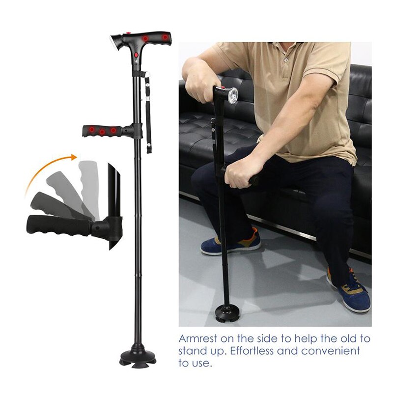 Collapsible Telescopic Cane Folding Crutch LED Lightweight Safety Walking Stick Gifts for The Elder