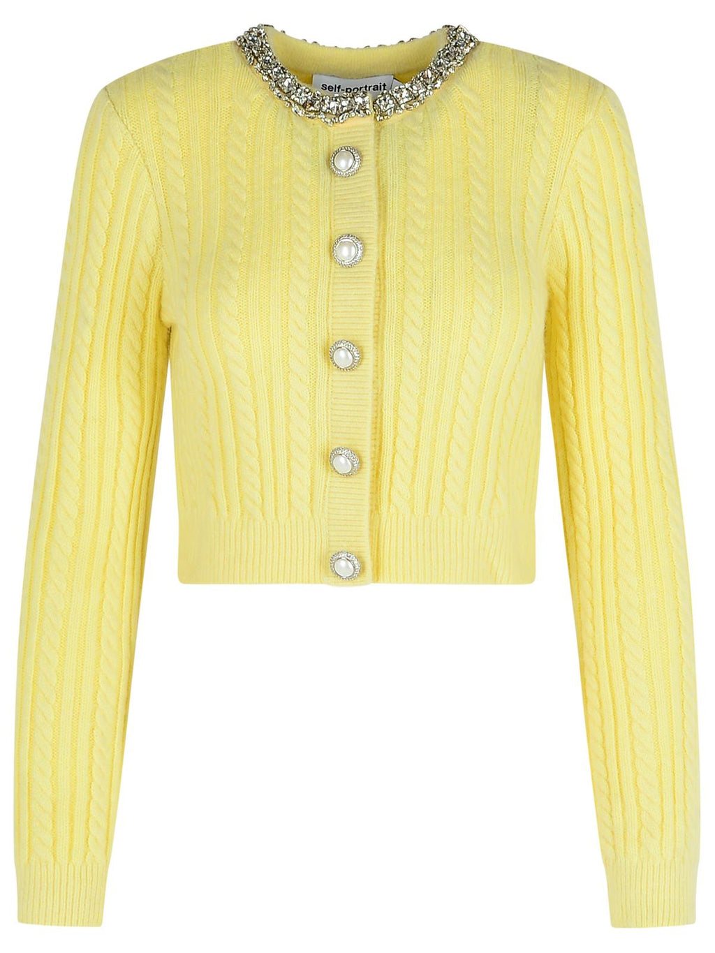 Self Portrait Yellow Alpaca Blend Cardigan Women