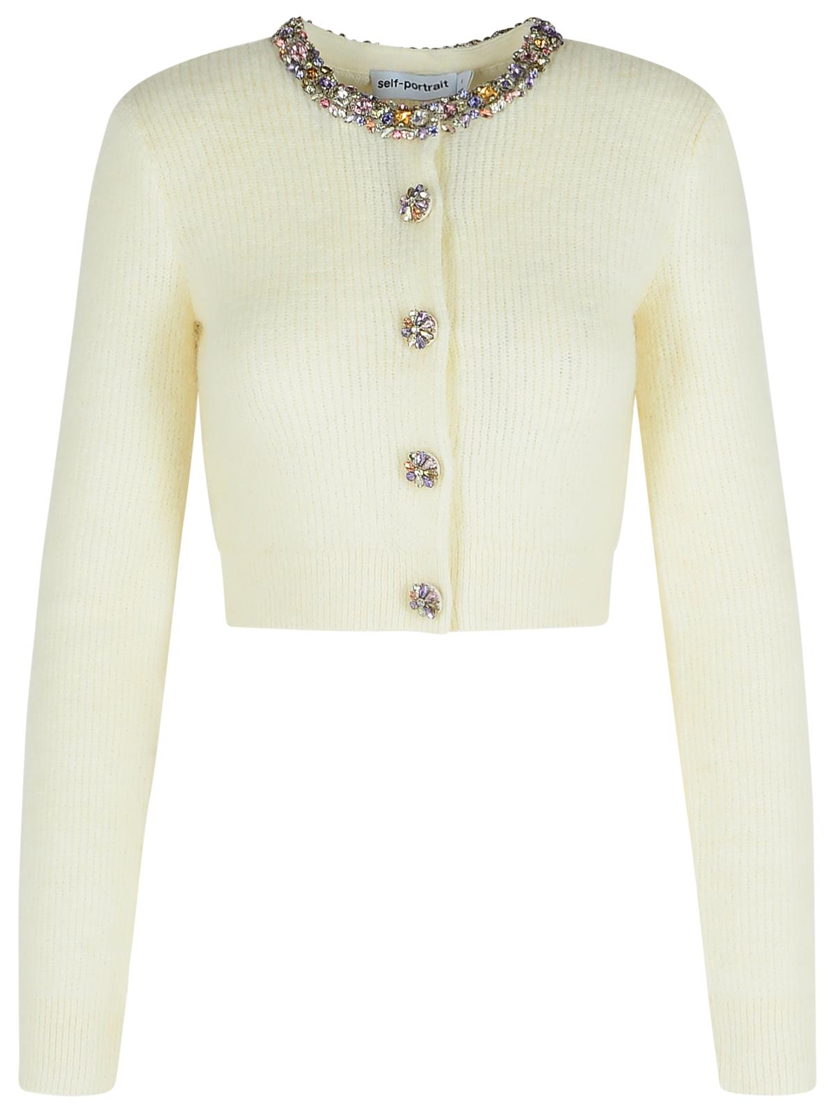 Self Portrait Cream Alpaca Blend Cardigan Women