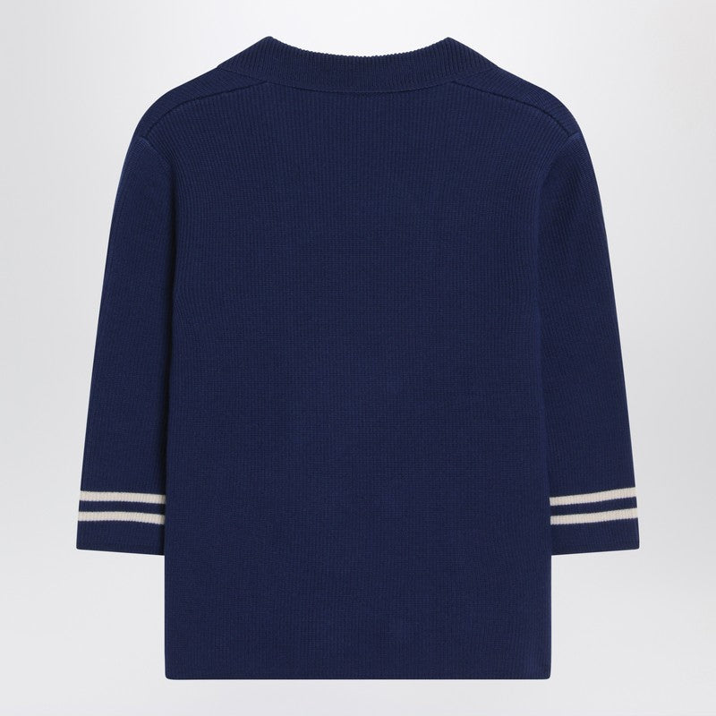Valentino Blue Double-Breasted Wool Cardigan Women