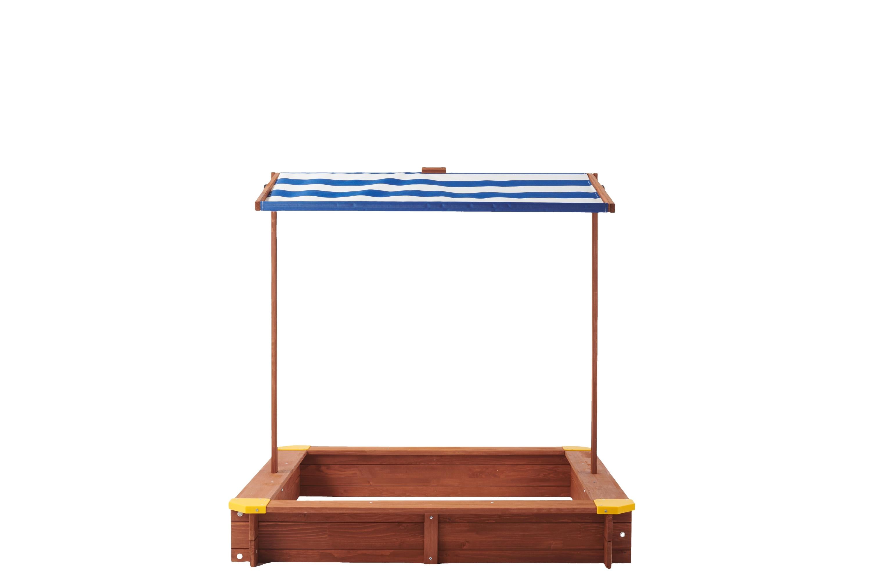 Kids Sandbox with Cover, 46' Wooden Sand Box w/Adjustable Canopy, Large Outdoor Cedar Sandpit for Backyard Play
