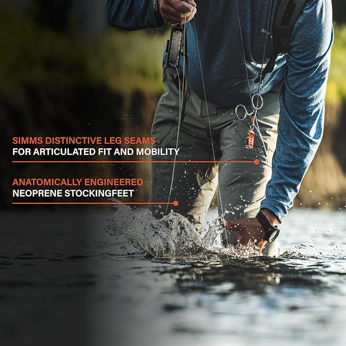 Simms Men’s Freestone Stockingfoot Fishing Wading Pants - Waterproof Lightweight and Breathable Warm Weather Fishing Pants - Smoke - X-Large 12-13 Foot