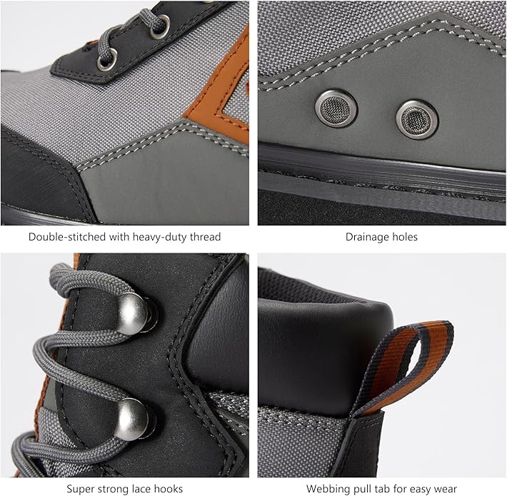 BASSDASH Men’s Wading Boots Lightweight Anti-Slip Rubber Sole Fly Fishing Wading Shoes