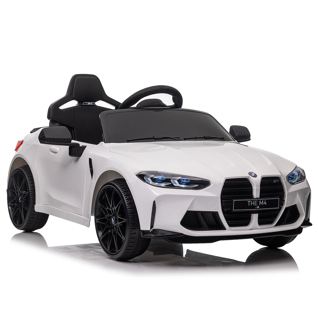 BMW M4 12v Kids ride on toy car 2.4G W/Parents Remote Control,Three speed adjustable,Power display, USB,MP3 ,Bluetooth,LED light,story,A handle with wheels and a pull, easy to carry