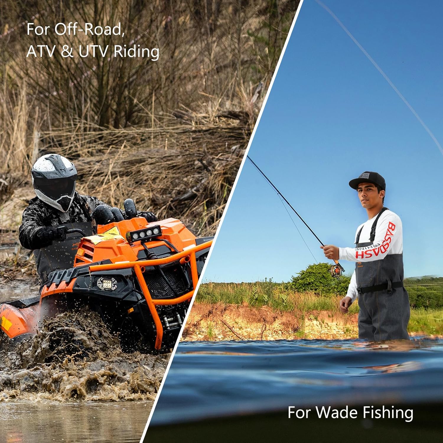 BASSDASH Men’s Denim Breathable Chest Waders Waterproof Durable Lightweight Stocking Foot for Fishing Hunting ATV Riding