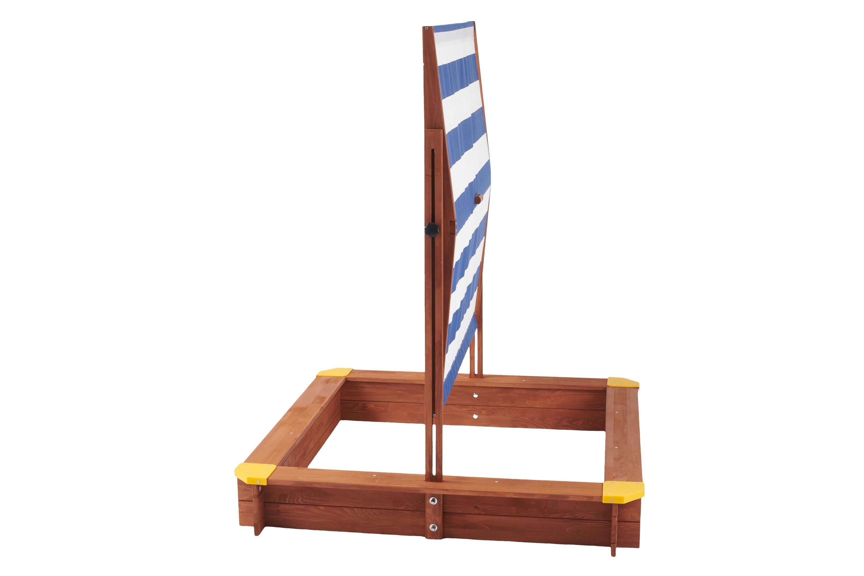 Kids Sandbox with Cover, 46' Wooden Sand Box w/Adjustable Canopy, Large Outdoor Cedar Sandpit for Backyard Play