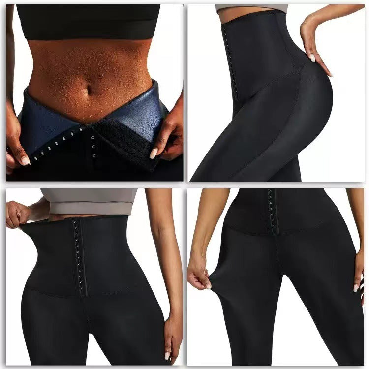 European and American breasted abdominal compression sweatpants, cropped pants, waist cinching yoga pants