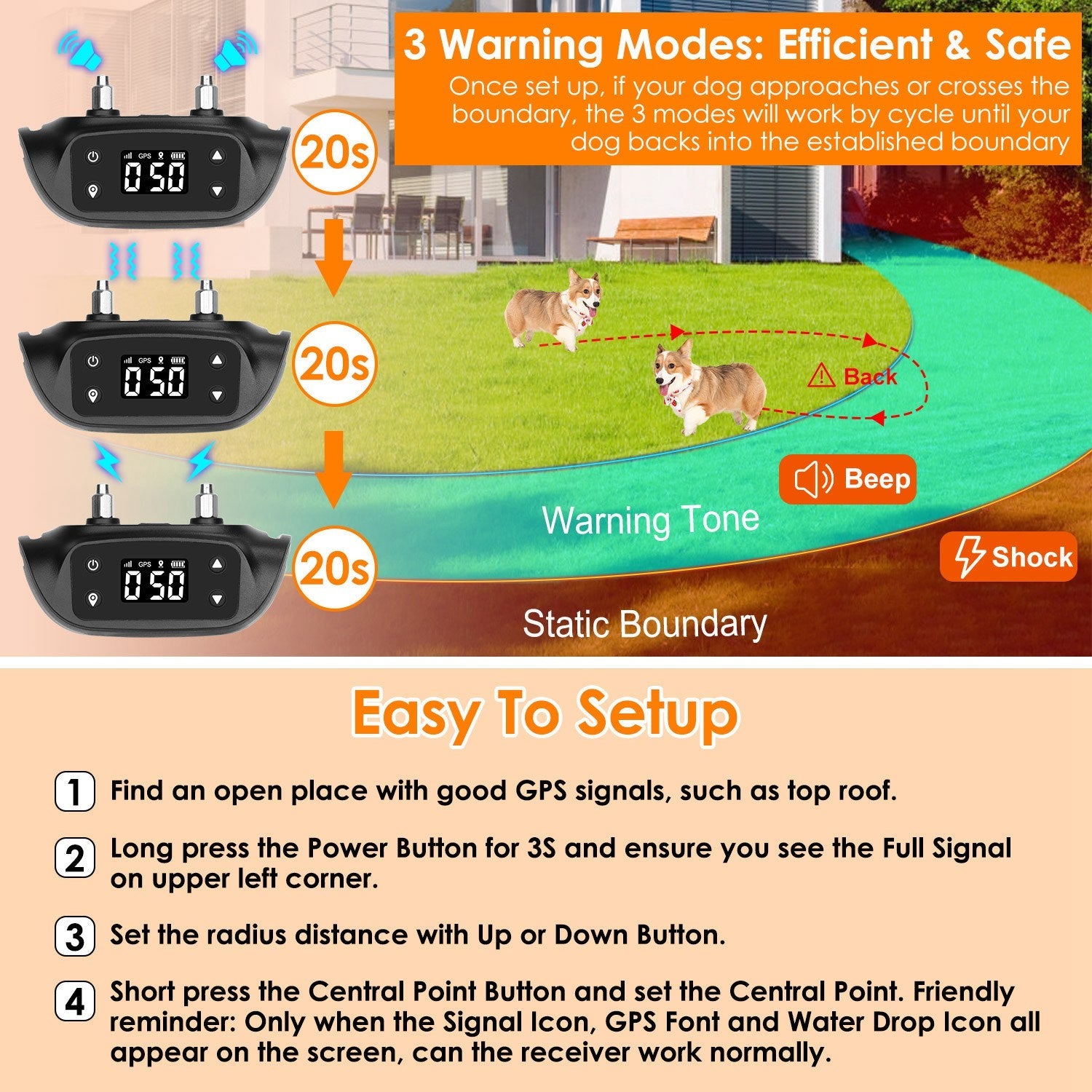 GBruno 2 In 1 Dog GPS Fence