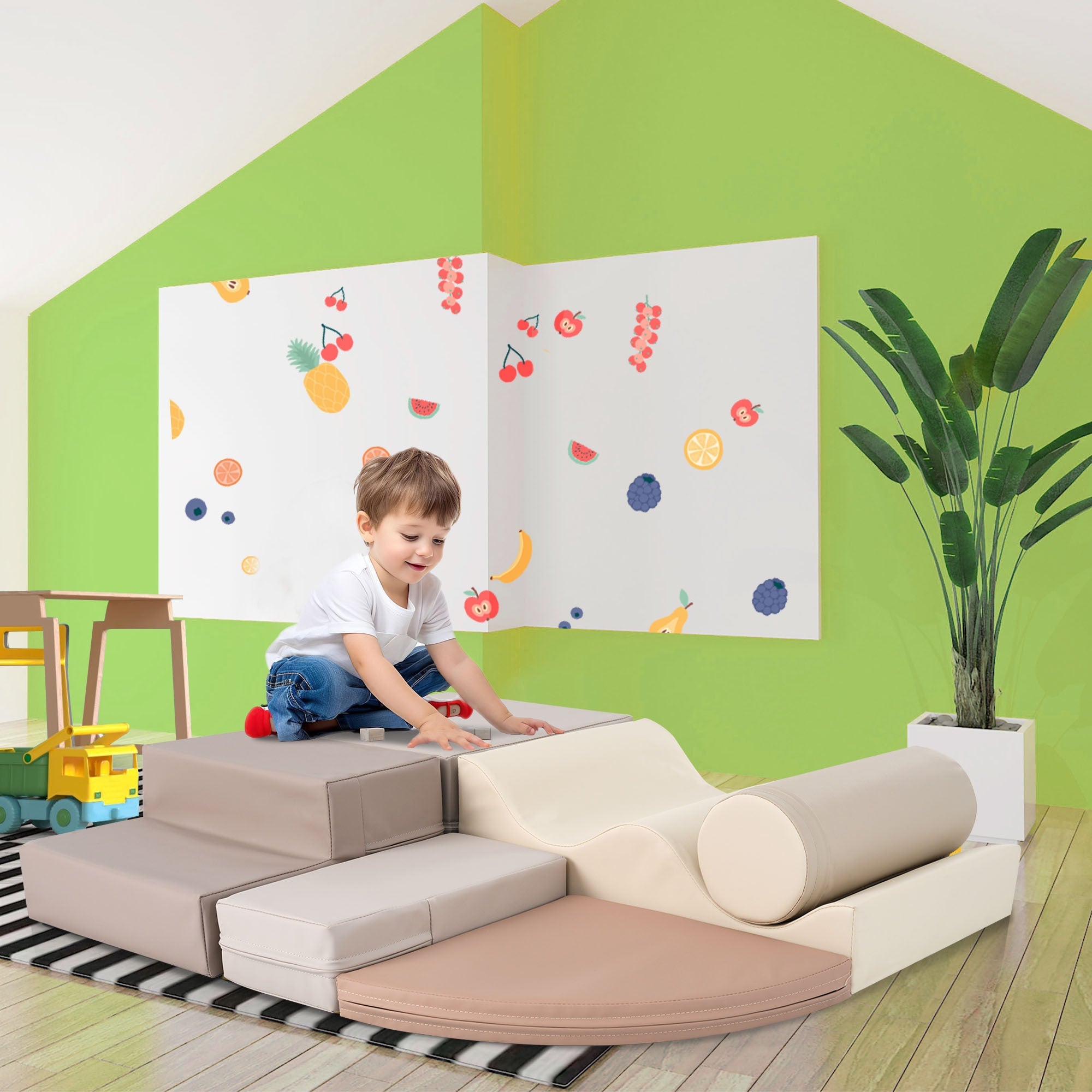 Soft Climb and Crawl Foam Playset 6 in 1, Soft Play Equipment Climb and Crawl Playground for Kids,Kids Crawling and Climbing Indoor Active Play Structure