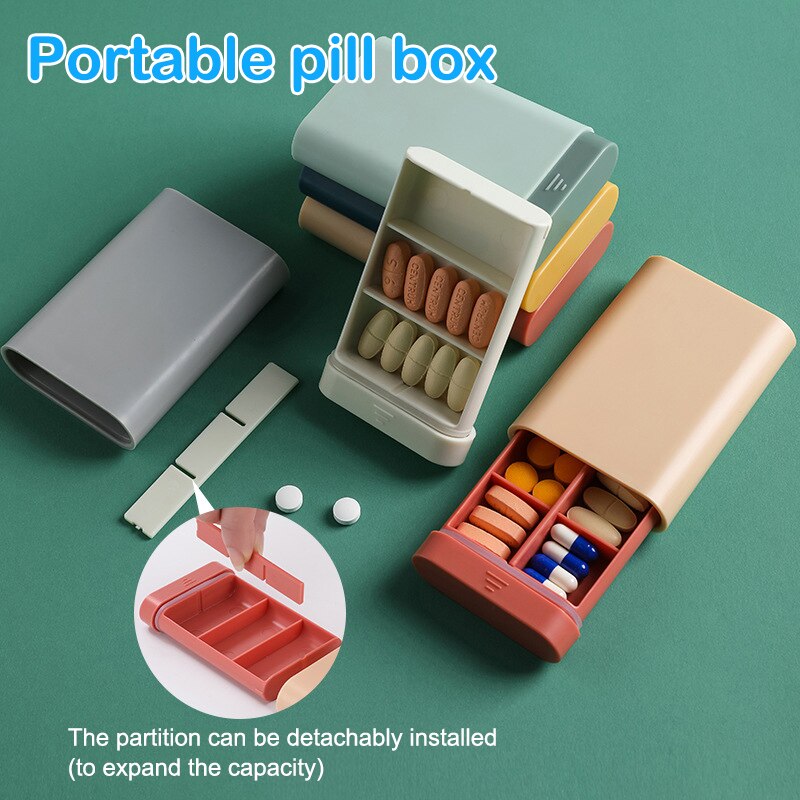 Portable Mini Medicine Box Household Sealed Waterproof Pull Type Tablet Pill Storage Box B2Cshop