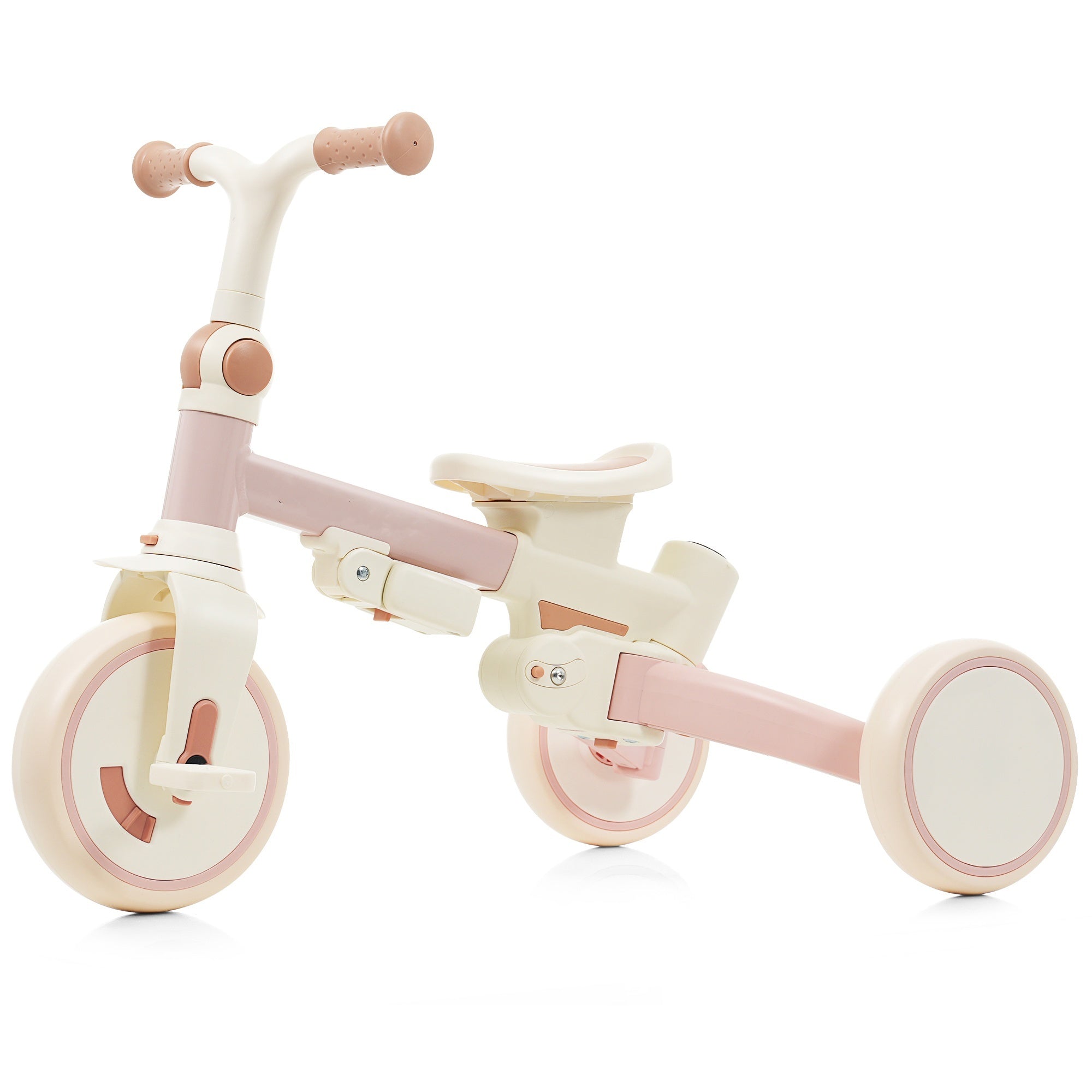 7 in 1 Baby Tricycle, Foldable Toddler Tricycle with Removable and Adjustable Parent Handle, Toddler Push Bike with Removable Pedal, Canopy, and Guardrail, Tricycle for 12-72 Months, pink