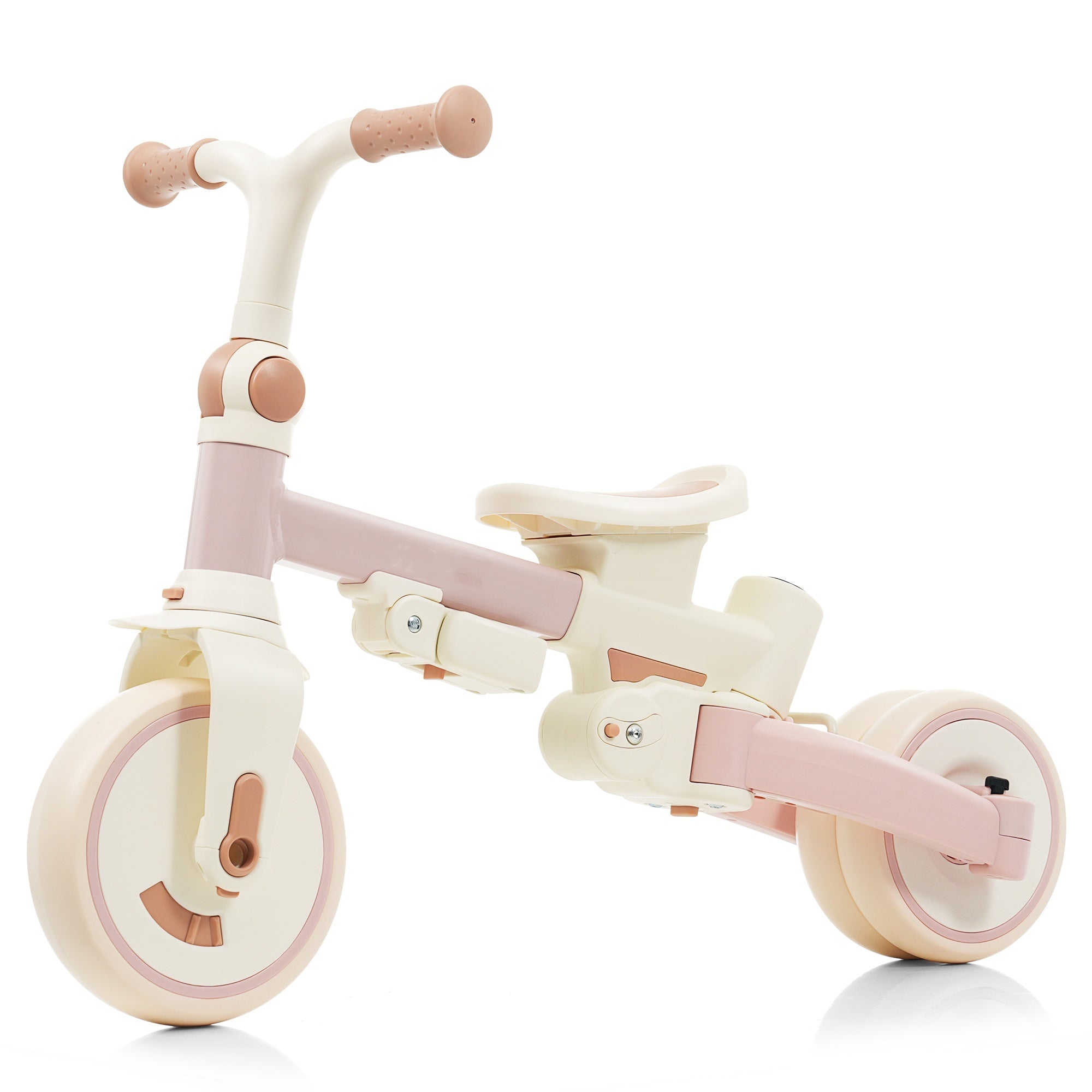 7 in 1 Baby Tricycle, Foldable Toddler Tricycle with Removable and Adjustable Parent Handle, Toddler Push Bike with Removable Pedal, Canopy, and Guardrail, Tricycle for 12-72 Months, pink