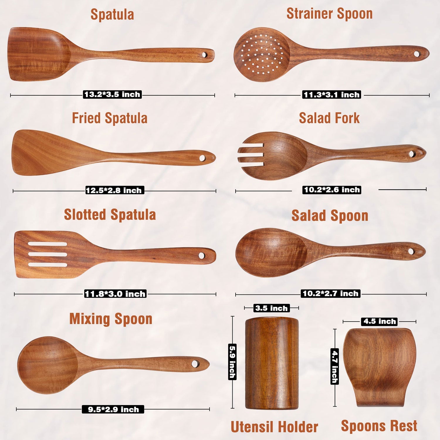 Premium Teak Wooden Utensil Set | 3CARATS