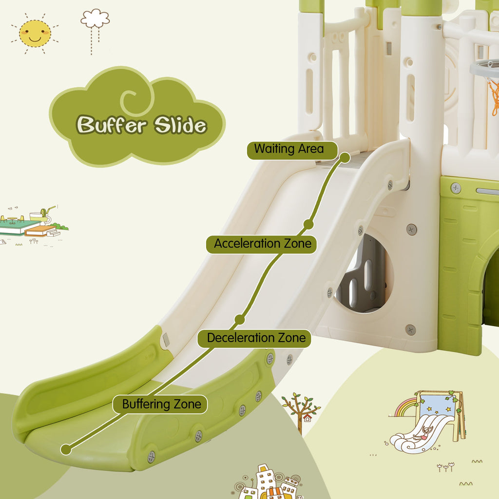 8-1 Toddler Climber and Slide Set,Kids Slide for Toddlers Age 1+, Kids Playground Climber Freestanding Slide Playset with Basketball Hoop, Play Combination for Babies,Indoor& Outdoor