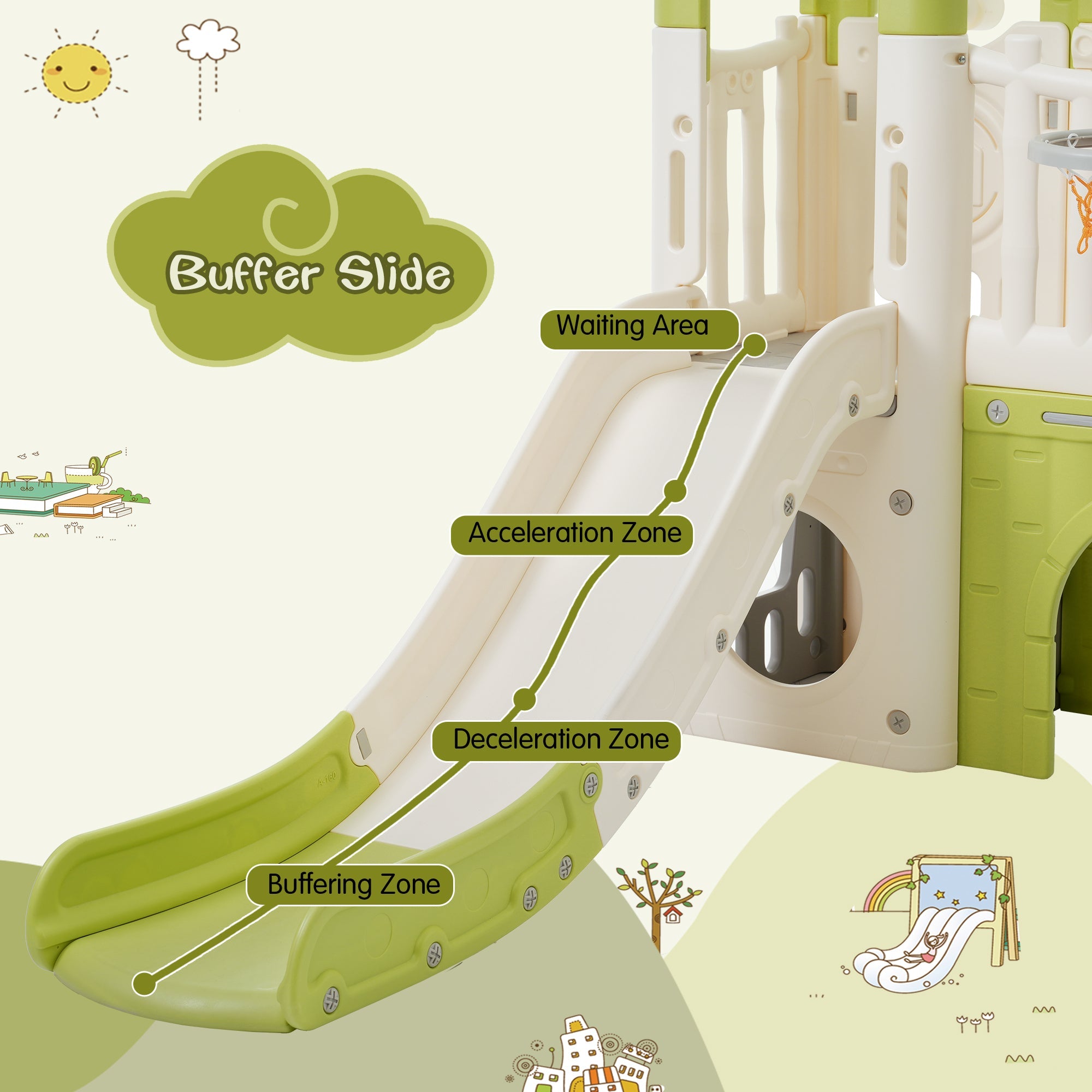 8-1 Toddler Climber and Slide Set,Kids Slide for Toddlers Age 1+, Kids Playground Climber Freestanding Slide Playset with Basketball Hoop, Play Combination for Babies,Indoor& Outdoor