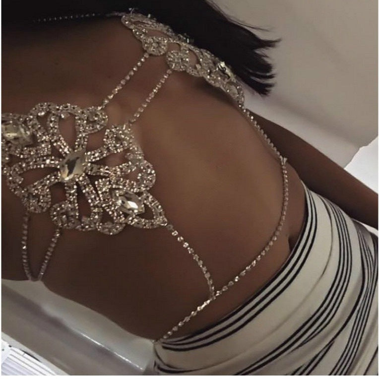 Jewelry Bikini Crystal Rhinestone Sexy Chest Necklace Trendy Female Geometric Abstract Diamond Body Cha Accessories