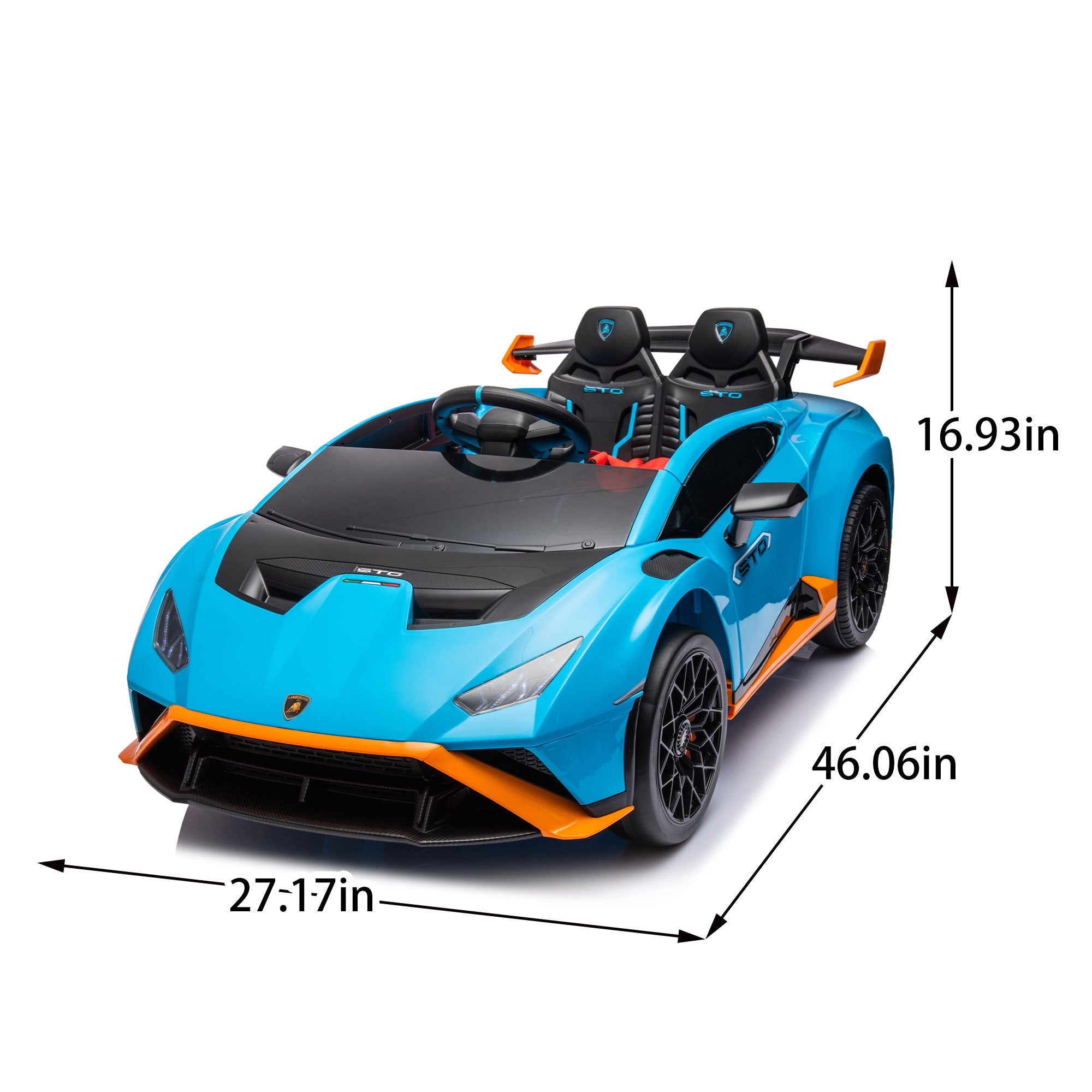 Lamborghini Huracan Sto 24V Kids Electric Ride-On Drift Car: Speeds 1.86-5.59 MPH, Ages 3-8, Foam Front Wheels, 360° Spin, LED Lights, Dynamic Music, Early Learning, USB Port, Drift Feature