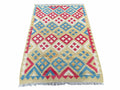 3x5 Kilim Rug Multicolor Tribal Kilim Rug 3 x 5 Tan Light Blue Red Beige New Turkish Anatolian Wool Kilim Flatweave Rug
