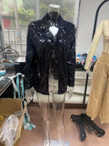 Spring Fashionable Sequ Collared Casual Blazer Women